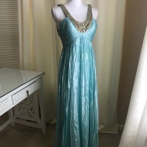 SHERRI HILL SEAFOAM GREEN GRECIAN STYLE GOWN
